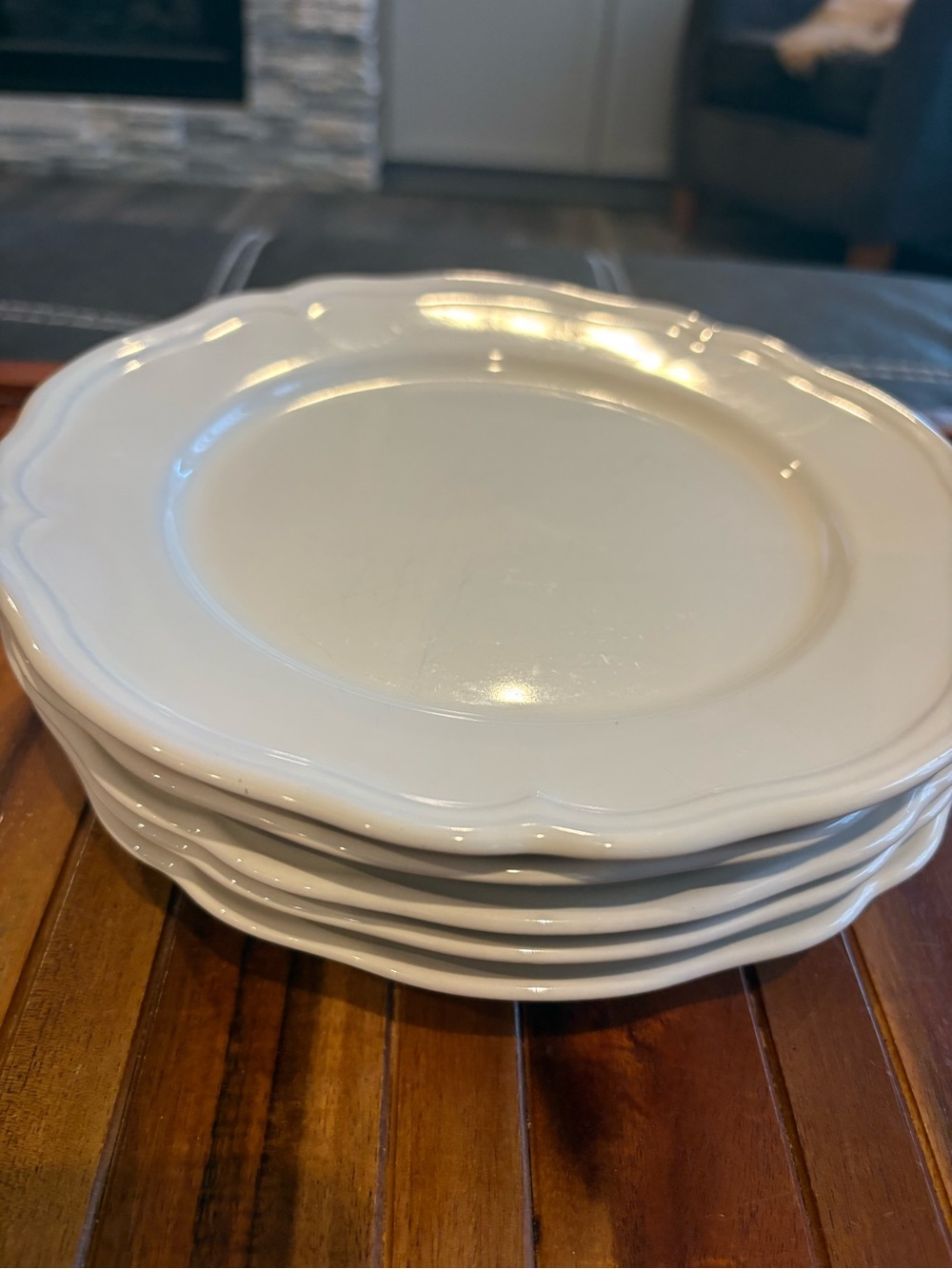 IKEA ARV Cream Scalloped Plates Set of 5 Discontinued 15199 Thailand